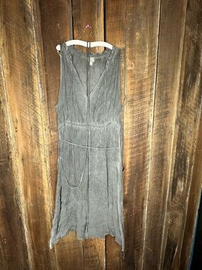 Washed Gray Sleeveless V-Neck Women's Dress